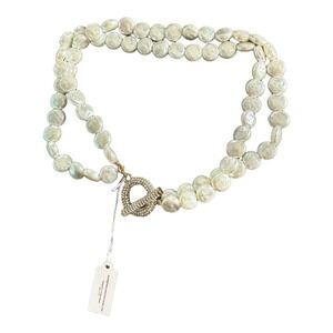 Park Lane White Pearl Rhinestone Lock Style Choker Necklace NWT Formal Elegant